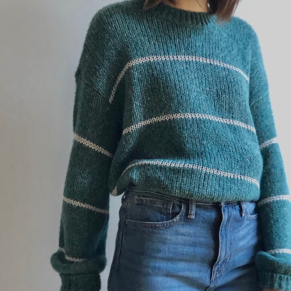 Lord & Taylor Sweaters - NWT LORD & TAYLOR TEAL KNIT SWEATER PUFFSLEEVE